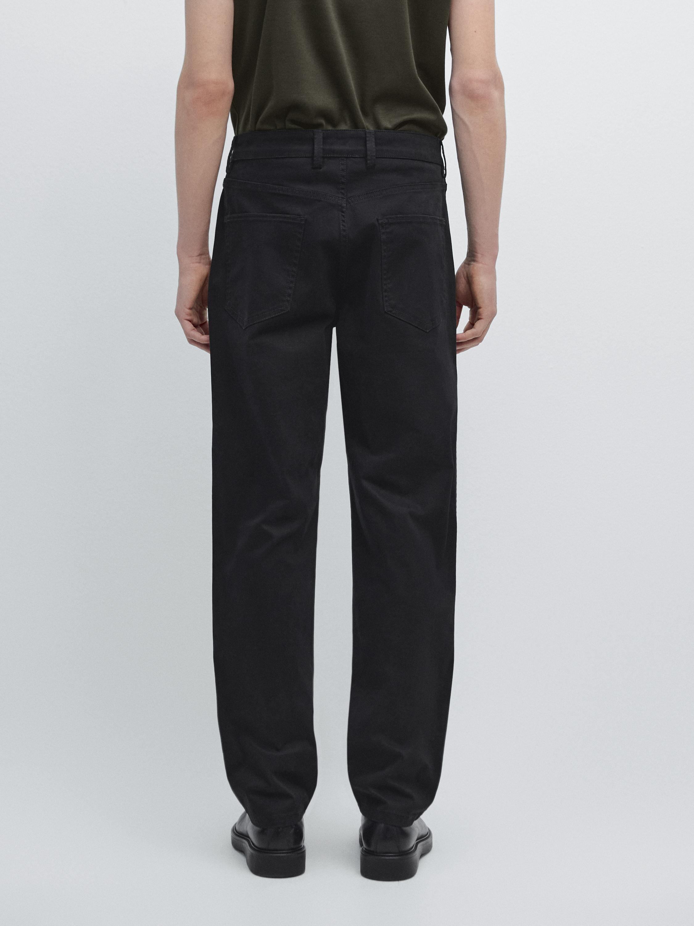 Tapered fit brushed trousers